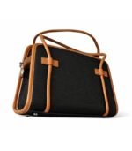 PURSELLA Noir Duo-Tone Structured Top-Handle Bag - Image 2