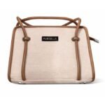 PURSELLA Noir Duo-Tone Structured Top-Handle Bag