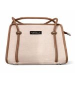 PURSELLA Noir Duo-Tone Structured Top-Handle Bag