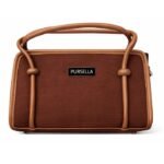PURSELLA Noir Duo-Tone Structured Top-Handle Bag