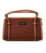 PURSELLA Noir Duo-Tone Structured Top-Handle Bag