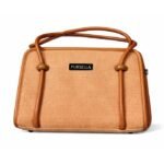 PURSELLA Noir Duo-Tone Structured Top-Handle Bag