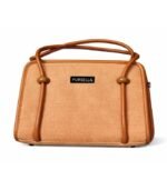 PURSELLA Noir Duo-Tone Structured Top-Handle Bag