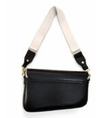 PURSELLA Black Bow Accent Shoulder Bag with Wide Strap - Image 2
